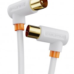 CABLETIME καλώδιο κεραίας CT-AV101-10, γωνιακό, 75 Ohm, 2m, λευκό