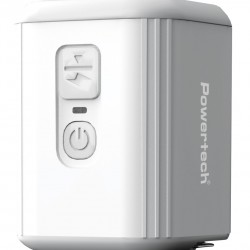 POWERTECH μίνι τρόμπα PT-1553 με φακό, 5W, επαναφορτιζόμενη, λευκή