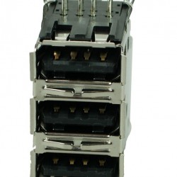 USB 2.0 Connector Triple, up, Silver/Black