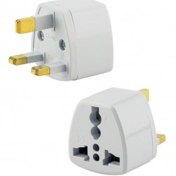 POWERTECH αντάπτορας ρεύματος PT-1545, UK/Universal, ατσάλι, λευκός