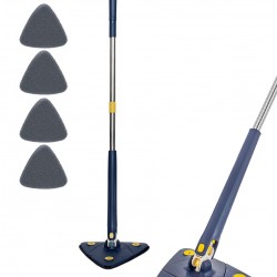 HOME USE τριγωνική σφουγγαρίστρα HUH-0257 με 4x πανιά μικροϊνών, προσαρμόσιμο ύψος, μπλε