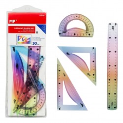 MP σετ πλαστικοί χάρακες PA159, εύκαμπτοι, διάφανοι/πολύχρωμοι, 4τμχ