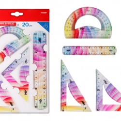 MP σετ πλαστικοί χάρακες PA159P, εύκαμπτοι, διάφανοι/πολύχρωμοι, 4τμχ