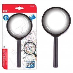 MP μεγεθυντικός φακός PA173, x3, 90mm, πλαστικός με γυάλινο φακό, μαύρος