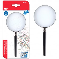 MP μεγεθυντικός φακός PA177, x3, 75mm, μεταλλικός με γυάλινο φακό, μαύρος/ασημί