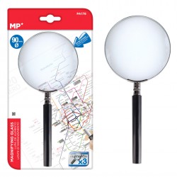 MP μεγεθυντικός φακός PA178, x3, 90mm, μεταλλικός με γυάλινο φακό, μαύρος/ασημί