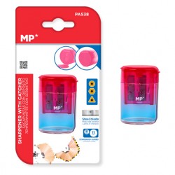 MP ξύστρα μολυβιών με κάδο PA538, 4.2x6cm, ροζ/μπλε