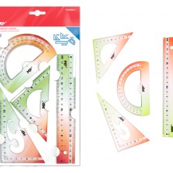 MP σετ πλαστικοί χάρακες PL020-1, διάφανοι/πολύχρωμοι, 4τμχ