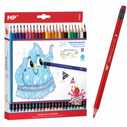 MP χρωματιστές ξυλομπογιές PP825 με γόμα, τρίγωνες, 24τμχ