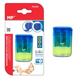 MP ξύστρα μολυβιών με κάδο PA538, 4.2x6cm, μπλε/πράσινη