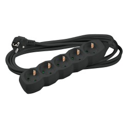 Technik Πολύπριζο 5 Θέσεων με 1.5 mm² Καλώδιο Χαλκού 16A Μαύρο 1.5m