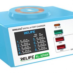 RELIFE σταθμός φόρτισης RL-309AW, 6x USB/2x USB-C/wireless, 100W, λευκός