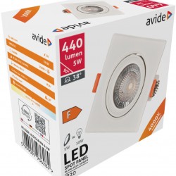 Avide LED Χωνευτό Σπότ 38° Τετράγωνο 5W Λευκό 4000K