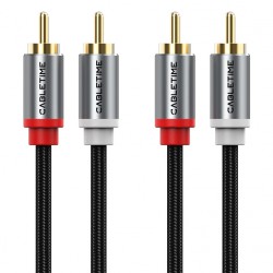 CABLETIME καλώδιο ήχου 2x RCA σε 2x RCA CT-RCA, 3m, μαύρο