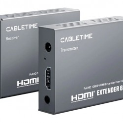 CABLETIME HDMI video extender CT-HEHD-FG60 μέσω καλωδίου RJ45, 1080p/60Hz, έως 60m