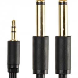 CABLETIME καλώδιο ήχου 3.5mm σε 2x 6.35mm AV310-17G, 1.8m, μαύρο