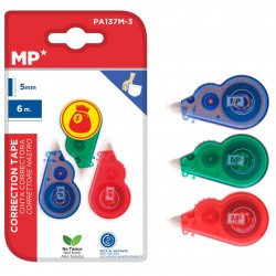 MP σετ διορθωτική ταινία PA137M-3, 5mm x 6m, μπλε/πράσινη/κόκκινη, 3τμχ