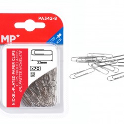 MP συνδετήρες PA342-8, μεταλλικοί, 33mm, ασημί, 70τμχ