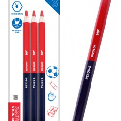 MP ξυλομπογιά με διπλή μύτη PE305, 5mm μύτη, εξάγωνο, μπλε/κόκκινο, 3τμχ