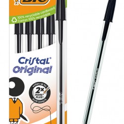 BIC στυλό διαρκείας ballpoint Cristal Original, 1mm μύτη, μαύρο, 5τμχ