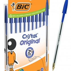 BIC στυλό διαρκείας ballpoint Cristal Original, 1mm μύτη, μπλε, 10τμχ