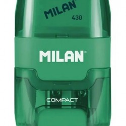 MILAN ξύστρα μολυβιών με κάδο & γόμα 1204703116, πράσινη