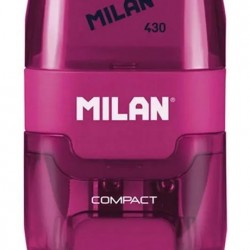 MILAN ξύστρα μολυβιών με κάδο & γόμα 1204703116, ροζ