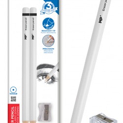 MP ξυλομπογιά PA1102 με ξύστρα, 5mm μύτη, στρογγυλό, λευκό, 2τμχ