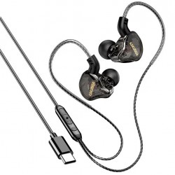 KAKUSIGA earphones με μικρόφωνο KSC-1300, USB-C σύνδεση, 10mm, 1.2m, μαύρα