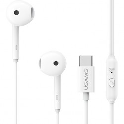 USAMS earphones με μικρόφωνο SJ771, USB-C σύνδεση, 1.2m, λευκά
