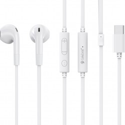 CELEBRAT earphones με μικρόφωνο G39, USB-C σύνδεση, 14mm, 1.2m, λευκά
