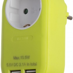 Entac Πρίζα Σούκο με 2 Θύρες USB  (total 2.1A) Λάιμ