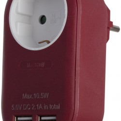 Entac Πρίζα Σούκο με 2 Θύρες USB  (total 2.1A) Μπορντό