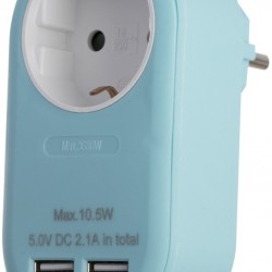Entac Πρίζα Σούκο με 2 Θύρες USB  (total 2.1A) Μπλέ