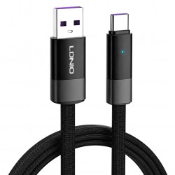 LDNIO καλώδιο USB-C σε USB LS241Q, flat, 100W, 480Mbps, 1m, μαύρο