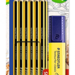 STAEDTLER σετ ξύλινα μολύβια με μαρκαδόρο υπογράμμισης Noris 120-BK12P1, εξάγωνα, ΗB, 13τμχ
