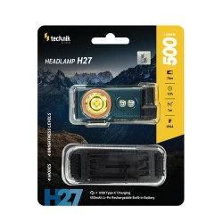 Technik H27 Επαναφορτιζόμενος Φακός Κεφαλής LED USB Type-C IPX4 500 lm