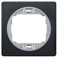 EON E6801.ES One-gang frame 80x80,  black with silver holder