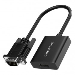 CABLETIME αντάπτορας VGA σε HDMI CT-AV582-VGAH με 3.5mm & micro USB, 1080p/60Hz, μαύρος