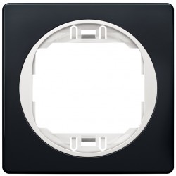 EON E6801.E10 One-gang frame 80x80, soft-touch black with white holder