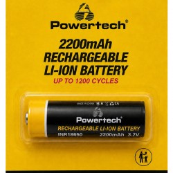POWERTECH επαναφορτιζόμενη μπαταρία Li-ion INR18650 PT-1614, 2200mAh, 3.7V, button top, 1τμχ