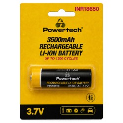 POWERTECH επαναφορτιζόμενη μπαταρία Li-ion INR18650 PT-1615, 3500mAh, 3.7V, button top, 1τμχ