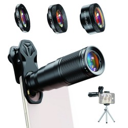 APEXEL σετ φακών για smartphone 22X105-4IN1 με τρίποδο, 4 σε 1, 22x zoom
