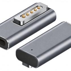 POWERTECH αντάπτορας τροφοδοσίας laptop YX-MS2-ANG, USB-C σε Magsafe 2, γωνιακός, ασημί