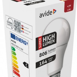 Avide LED Κοινή A60 4.9W E27 Θερμό 3000K Super Υψηλής Φωτεινότητας