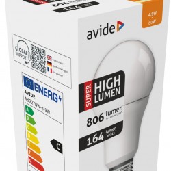 Avide LED Κοινή A60 4.9W E27 Λευκό 4000K Super Υψηλής Φωτεινότητας
