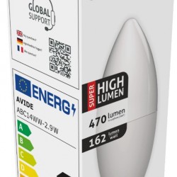 Avide LED Κερί 2.9W E14 Θερμό 3000K Super Υψηλής Φωτεινότητας