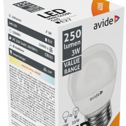 Avide LED Σφαιρική 3W E27 Λευκό 4000K Value