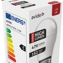 Avide LED Σφαιρική G45 2.9W E27 Θερμό 3000K Super Υψηλής Φωτεινότητας