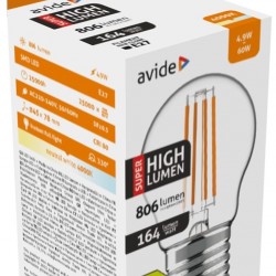 Avide LED Filament Σφαιρική 4.9W E27 Λευκό 4000K Super Υψηλής Φωτεινότητας